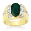 Image 1 : 4.58 CTW Emerald & Diamond Men's Ring 10K Yellow Gold - REF-73X8T - 14486