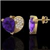 Image 2 : 2.50 CTW Amethyst & Micro Pave VS/SI Diamond Earrings 10K Yellow Gold - REF-30W2F - 20065