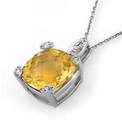 7.10 CTW Citrine & Diamond Necklace 14K White Gold - REF-36A8X - 11621