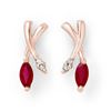 Image 1 : 0.75 CTW Ruby & Diamond Earrings 10K Rose Gold - REF-15M8H - 13179