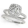 Image 1 : 1.26 CTW Certified VS/SI Cushion Diamond 2Pc Set Solitaire Halo 14K White Gold - REF-233A5X - 31400