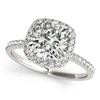 Image 2 : 1.26 CTW Certified VS/SI Cushion Diamond 2Pc Set Solitaire Halo 14K White Gold - REF-233A5X - 31400