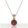 Image 2 : 2 CTW Garnet Designer Inspired Solitaire Necklace 14K Rose Gold - REF-24A9X - 22022