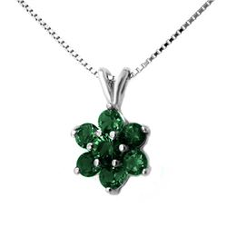 0.75 CTW Emerald Pendant 18K White Gold - REF-18W8F - 12743