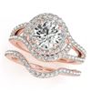 Image 1 : 1.92 CTW Certified VS/SI Diamond 2Pc Wedding Set Solitaire Halo 14K Rose Gold - REF-256W2F - 31263