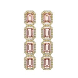 10.73 CTW Morganite & Diamond Halo Earrings 10K Yellow Gold - REF-272X5T - 41440