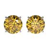 Image 1 : 2 CTW Certified Intense Yellow SI Diamond Solitaire Stud Earrings 10K White Gold - REF-297A2X - 3308