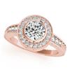 Image 1 : 1.11 CTW Certified VS/SI Diamond Solitaire Halo Ring 18K Rose Gold - REF-216M2H - 26650