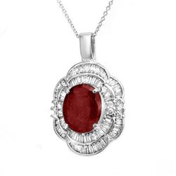 6.0 CTW Ruby & Diamond Pendant 18K White Gold - REF-200F2N - 14269
