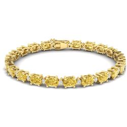 19.7 CTW Citrine & VS/SI Certified Diamond Eternity Bracelet 10K Yellow Gold - REF-98Y2K - 29365