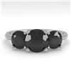 Image 1 : 2 CTW Black Diamond Past Present Future Designer Ring 18K White Gold - REF-91A8X - 32466