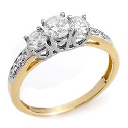 1.0 CTW Certified VS/SI Diamond Ring 14K 2-Tone Gold - REF-87K5W - 10196