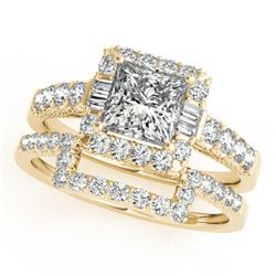 2.02 CTW Certified VS/SI Princess Diamond 2Pc Set Solitaire Halo 14K Yellow Gold - REF-463N3Y - 3139