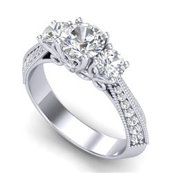 1.81 CTW VS/SI Diamond Art Deco 3 Stone Ring 18K White Gold - REF-318M2H - 37145