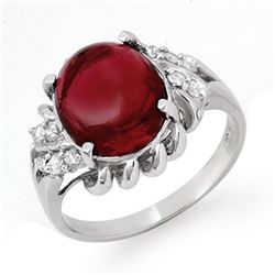 4.25 CTW Garnet & Diamond Ring 10K White Gold - REF-29A6X - 13321