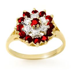 1.12 CTW Ruby & Diamond Ring 10K Yellow Gold - REF-19X6T - 12565