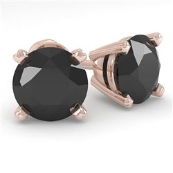 2.0 CTW Black Diamond Stud Designer Earrings 14K Rose Gold - REF-58H4A - 38373