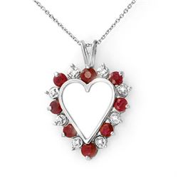 1.01 CTW Ruby & Diamond Pendant 18K White Gold - REF-42W4F - 12613