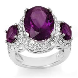 8.0 CTW Amethyst & Diamond Ring 10K White Gold - REF-90H5A - 10614