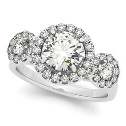 1.75 CTW Certified VS/SI Diamond Solitaire Halo Ring 18K White Gold - REF-416X2T - 26179