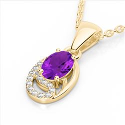 1.25 CTW Amethyst & Micro VS/SI Diamond Necklace 10K Yellow Gold - REF-18K9W - 22342