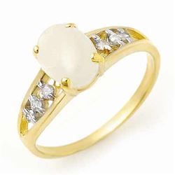 0.95 CTW Opal & Diamond Ring 10K Yellow Gold - REF-18H5A - 13178