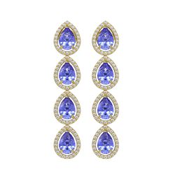9.01 CTW Tanzanite & Diamond Halo Earrings 10K Yellow Gold - REF-193Y6K - 41149