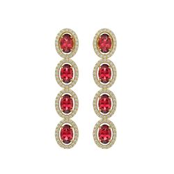 5.88 CTW Tourmaline & Diamond Halo Earrings 10K Yellow Gold - REF-121T3M - 40522