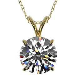 2 CTW Certified H-SI/I Quality Diamond Solitaire Necklace 10K Yellow Gold - REF-585H2A - 33232