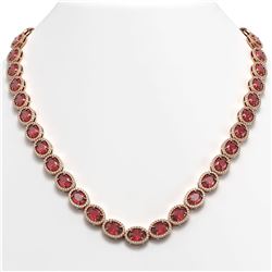 49.46 CTW Tourmaline & Diamond Halo Necklace 10K Rose Gold - REF-763T6M - 40572