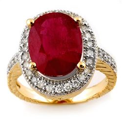 8.0 CTW Ruby & Diamond Ring 14K Yellow Gold - REF-92M4H - 11647