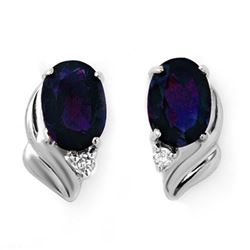 1.20 CTW Blue Sapphire & Diamond Earrings 18K White Gold - REF-21M6H - 12830