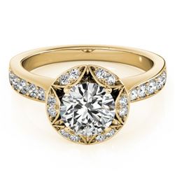 1.5 CTW Certified VS/SI Diamond Solitaire Halo Ring 18K Yellow Gold - REF-404T4M - 26891