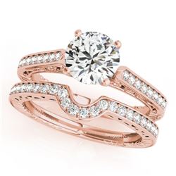 0.67 CTW Certified VS/SI Diamond Solitaire 2Pc Wedding Set Antique 14K Rose Gold - REF-107X3T - 3151
