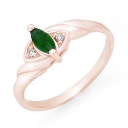 0.26 CTW Emerald & Diamond Ring 14K Rose Gold - REF-18N2Y - 12554
