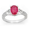 Image 1 : 2.31 CTW Ruby & Diamond Ring 18K White Gold - REF-75N5Y - 13979