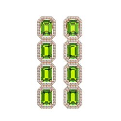 11.98 CTW Peridot & Diamond Halo Earrings 10K Rose Gold - REF-176H8A - 41454