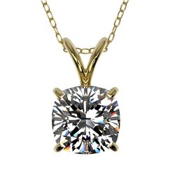 1 CTW Certified VS/SI Quality Cushion Cut Diamond Necklace 10K Yellow Gold - REF-267F8N - 33200