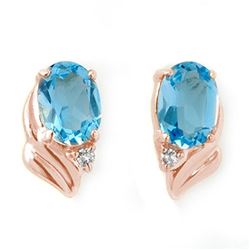 1.23 CTW Blue Topaz & Diamond Earrings 14K Rose Gold - REF-16T4M - 12580