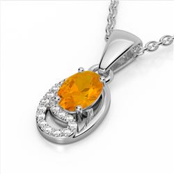 1.25 CTW Citrine & Micro Pave VS/SI Diamond Necklace 10K White Gold - REF-18N9Y - 22347