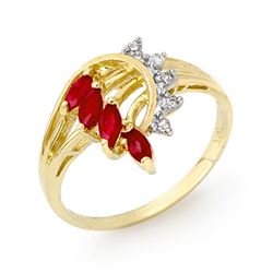 0.55 CTW Ruby & Diamond Ring 10K Yellow Gold - REF-22T2M - 12945