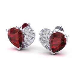 2.50 CTW Garnet & Micro Pave VS/SI Diamond Earrings 10K White Gold - REF-30Y2K - 20075