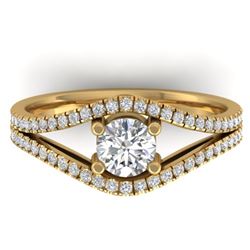 1.05 CTW Certified VS/SI Diamond Art Deco Ring 14K Yellow Gold - REF-126M8H - 30302