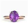 Image 1 : 2.50 CTW Amethyst Designer Inspired Solitaire Ring 14K Rose Gold - REF-24Y5K - 22048