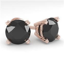 4.0 CTW Black Diamond Stud Designer Earrings 14K Rose Gold - REF-104X2T - 38388