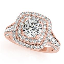 1.65 CTW Certified VS/SI Diamond Solitaire Halo Ring 18K Rose Gold - REF-180F9N - 26468