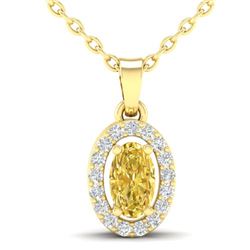 0.65 CTW Citrine & Micro Pave VS/SI Diamond Necklace Halo 18K Yellow Gold - REF-25Y5K - 21318