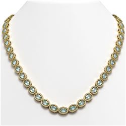 33.25 CTW Sky Topaz & Diamond Halo Necklace 10K Yellow Gold - REF-501M5H - 40432