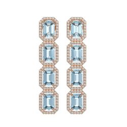 11.54 CTW Aquamarine & Diamond Halo Earrings 10K Rose Gold - REF-193A3X - 41451