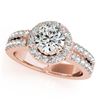Image 2 : 1 CTW Certified VS/SI Diamond 2Pc Wedding Set Solitaire Halo 14K Rose Gold - REF-150W8F - 31131
